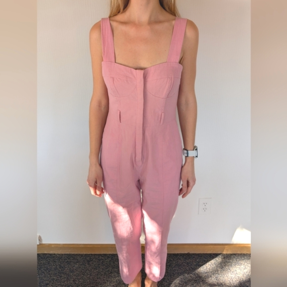 Zara Bustier Pink Jumpsuit Wide Straps